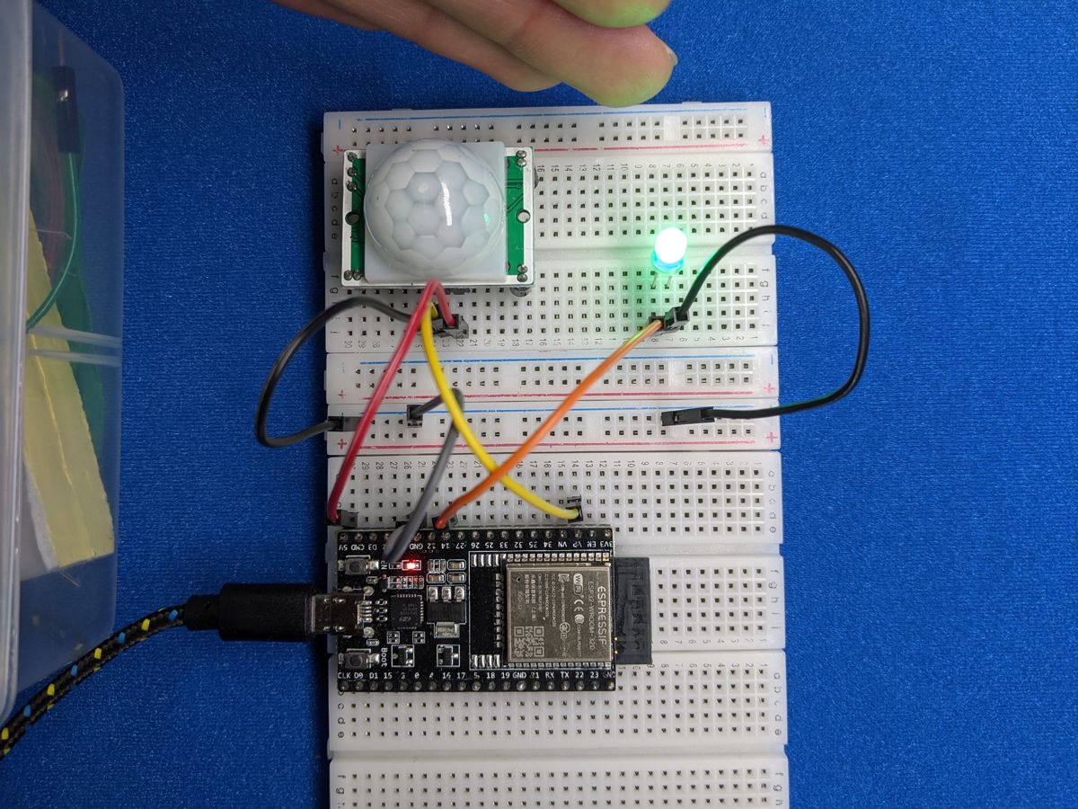 Motion sensor alarm on a breadboard