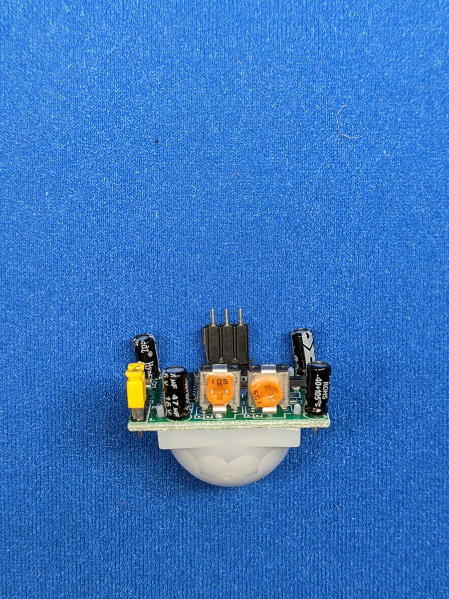 PIR sensor with the header pins attached
